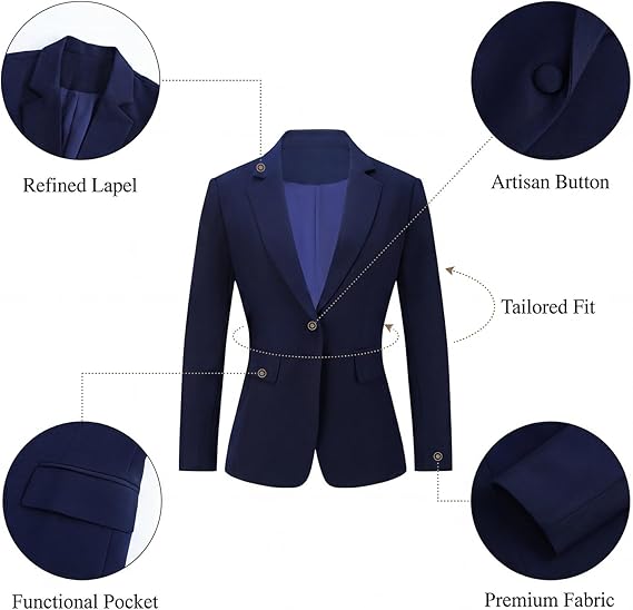 Women's 2 Piece Pants Suit - Wrinkle-Free Business Casual Blazer Set - Professional Work Office Outfit